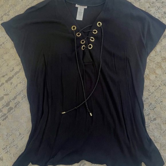 Black Tunic Swimsuit Cover-Up ~ LA BLANCA Resort Wear - Picture 4 of 8